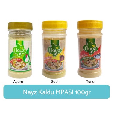 

Nayz Kaldu Mpasi Bayi Organik Sehat Non Msg Rasa Ayam / Sapi / Tuna 100G
