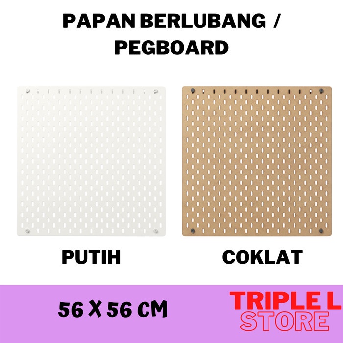 

Papan Berlubang Pergboard Tempel Dinding 56X56 Cm Berkualitas