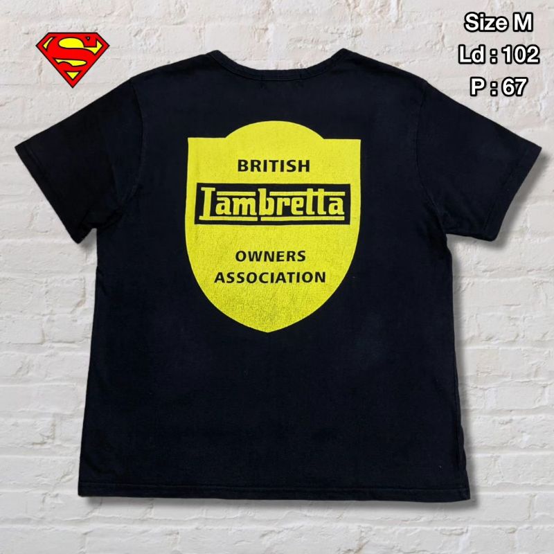 Kaos T-shirt Superman Lambretta Big Logo Hitam Original Second Preloved