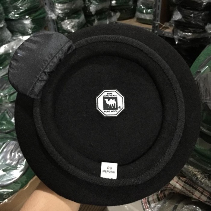 Topi Topi Baret Sabhara / Polisi Camel Asli Onta Hitam - 60(I9V6) Topi Jaring Topi Distro Original R