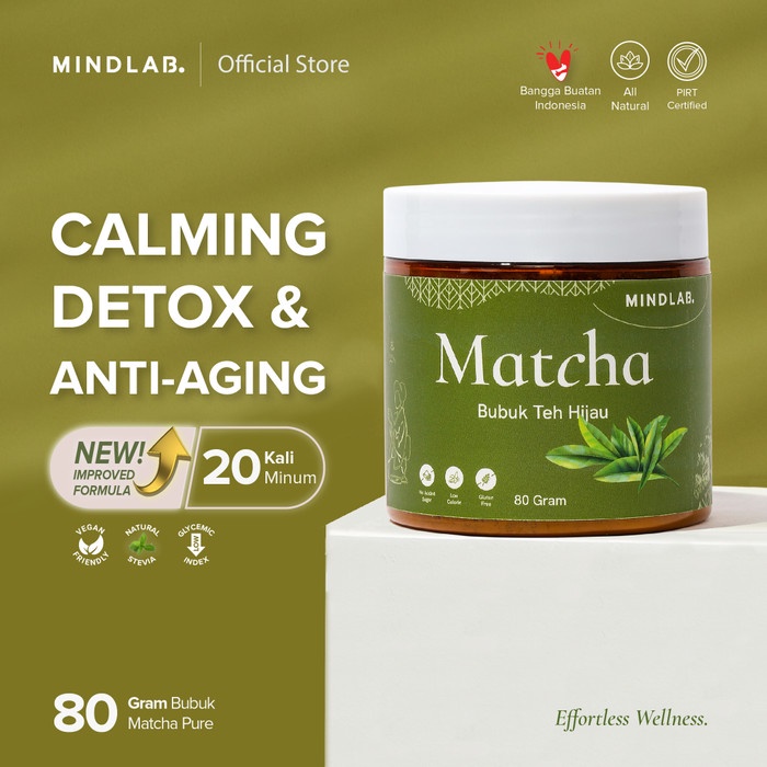 PURE MATCHA POWDER 80 GRAM / TEH HIJAU BUBUK PREMIUM - MINDLAB - PIRT
