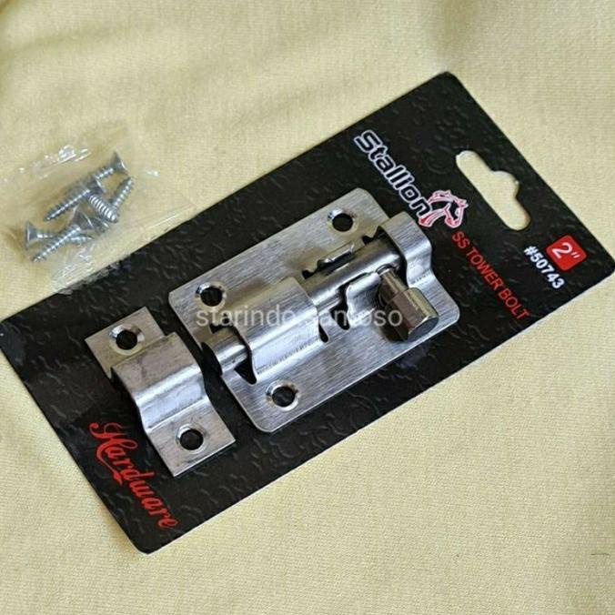 +++++] GRENDEL SLOT PINTU 2 inci STAINLESS jendela lemari pagar pengaman