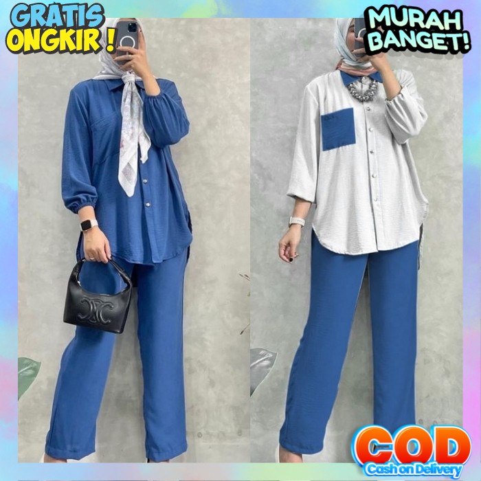 Hengout Santai Baju Muslimah 2024 Clana Mewah Oneset Cewek Viral Set Dewasa Kualitas Premium Set Cel