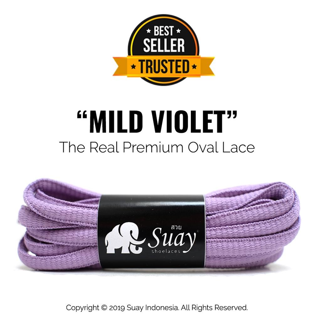 SUAY Tali Sepatu Bulat (OVAL) Warna Ungu Muda - Panjang 110cm Lebar 6mm - The Real Premium Oval Shoe