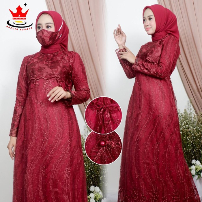 Gamis kebaya brokat tulle modern//Gamis kebaya pesta//kebaya