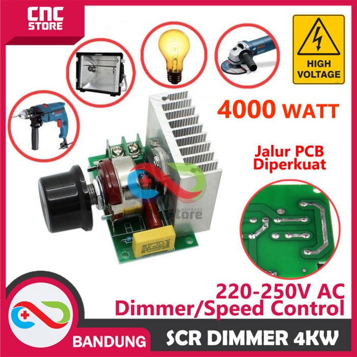 SCR 220V AC 4000W DIMMER SPEED CONTROLLER MOTOR LAMPU BOR GERINDA SLEP