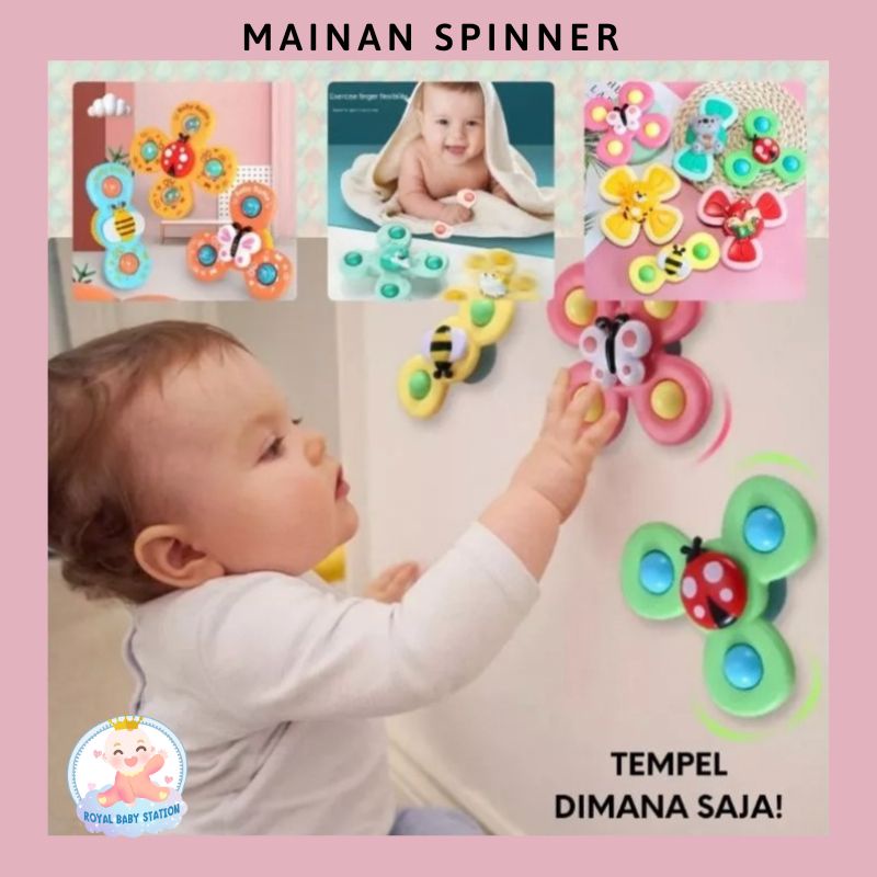 Mainan Spinner Bayi Fidget Karakter Rattle Teether