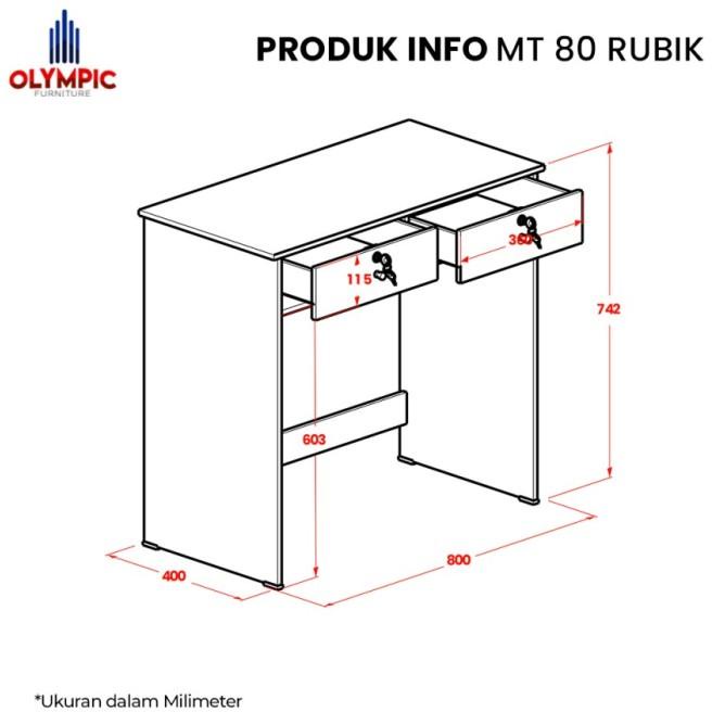 Olympic Meja Tulis Mt 80 Rubik Meja Kerja Kantor Belajar Kios Kasir