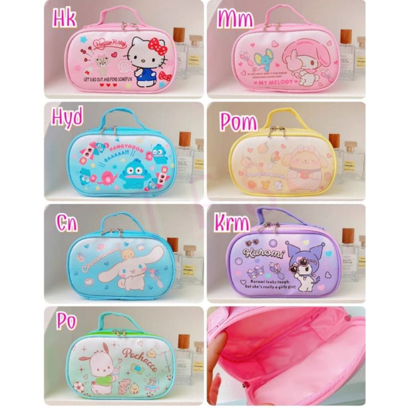 

CL Pouch Cosmetic pensil oval Kuromi Cinnamoroll Melody Hello Kitty Pompompurin Pochacco