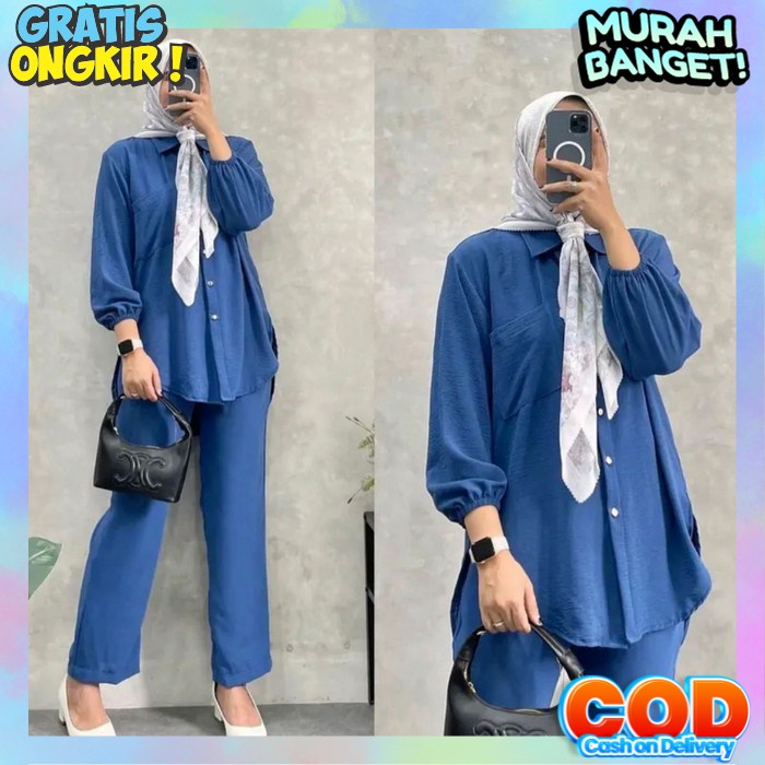 Setlan Kualitas Premium Remaja Dewasa Bsju Swtelan Terbaru Modern One Sat Baju Muslimah 2024 Clana M