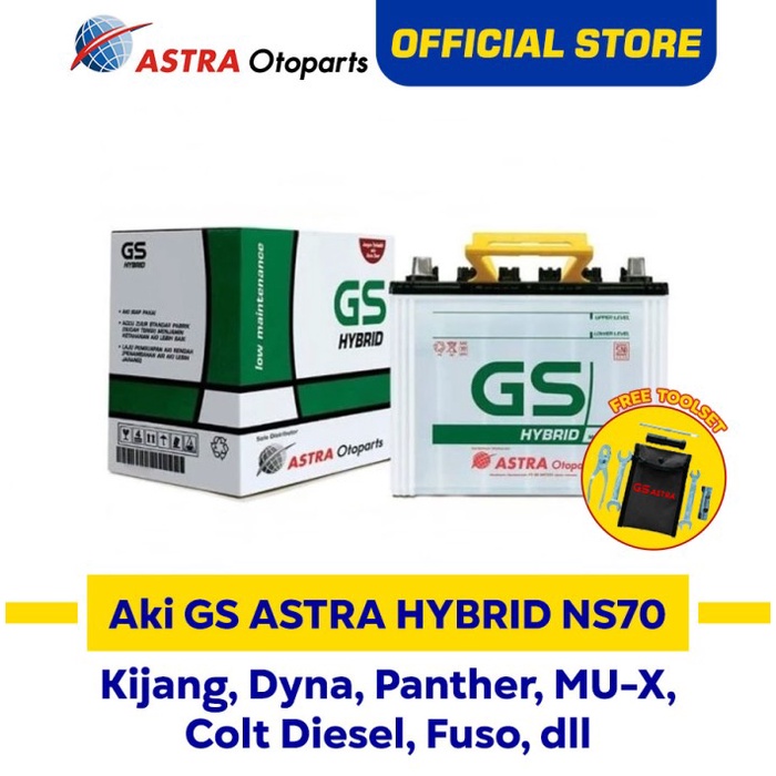 Gs Astra Hybrid Ns70 Aki Mobil Kijang, Dyna, Colt Diesel, Fuso, Mu-X Promo Terbaru Aki