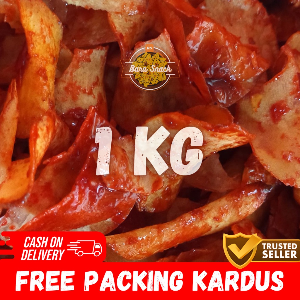 

[ 1KG ] Keripik Singkong Sambal Premium / Keripik Ketela Cap Doyan / Camilan Snack Kiloan Murah -K