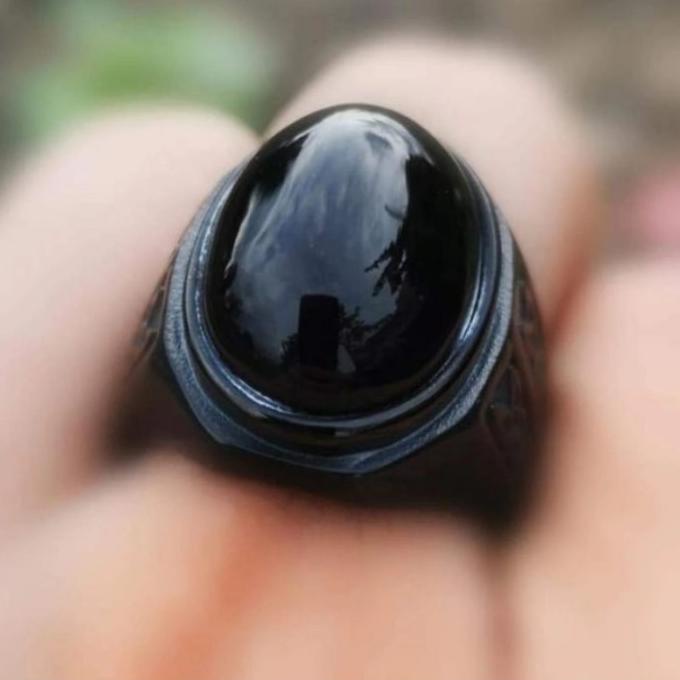 Natural kecubung Wulung,ring titanium hitam tanam