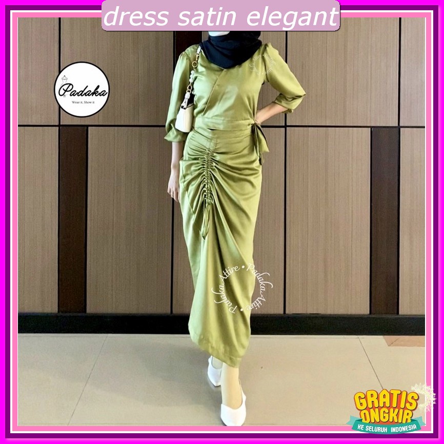Drees Press Body Panjang Dress Satin Kondangan Bridesmaid Dreas Brismid Terbaru Gaun Bridesmaid Sati