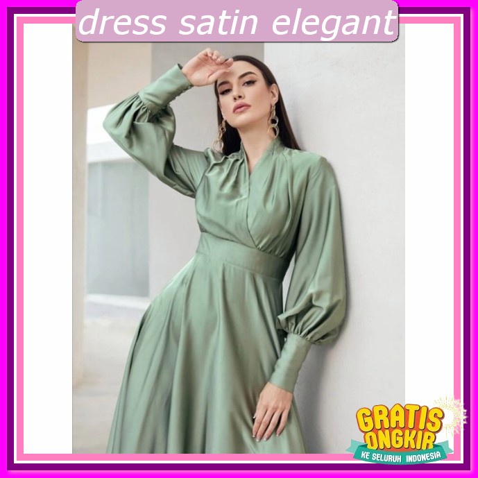 Dress Simmer Silk Premium Gahun Remaja Premium Murah Impot Dres Serut Samping Elejant Gaun Pesta Mus