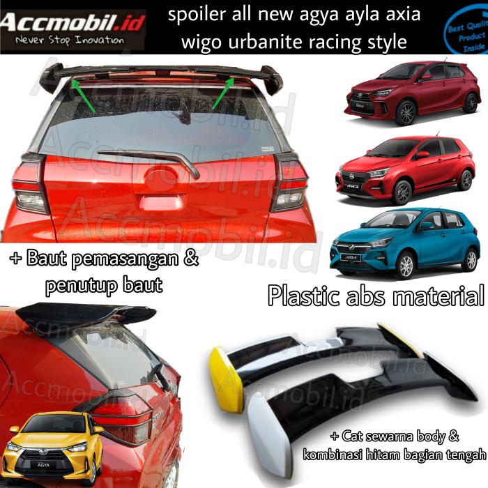 Spoiler All New Agya Ayla 2023 On Model Urbanite Racing Style Terbaik