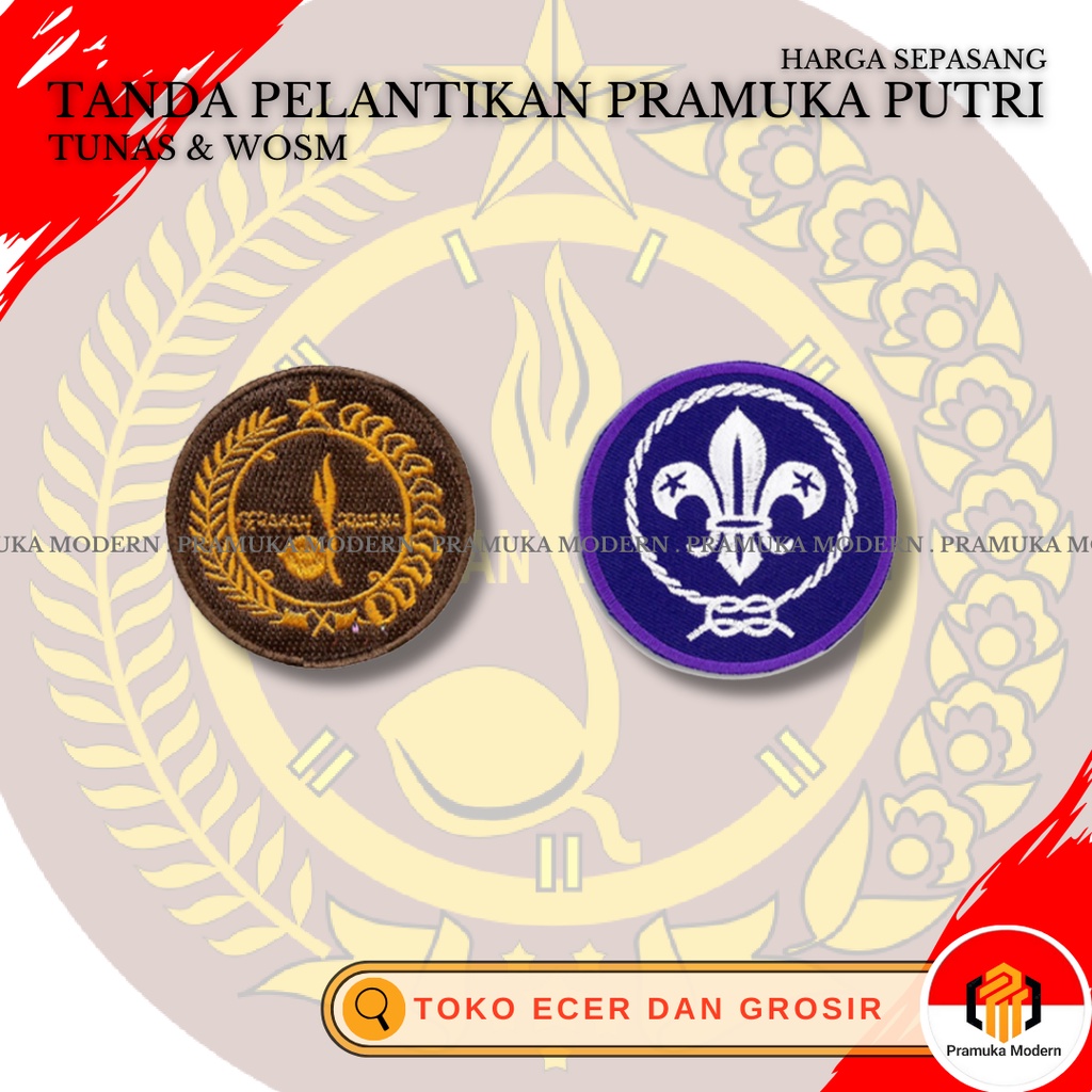 Sepasang (kitri+wosm) tanda pelantikan pramuka PUTRI bordir