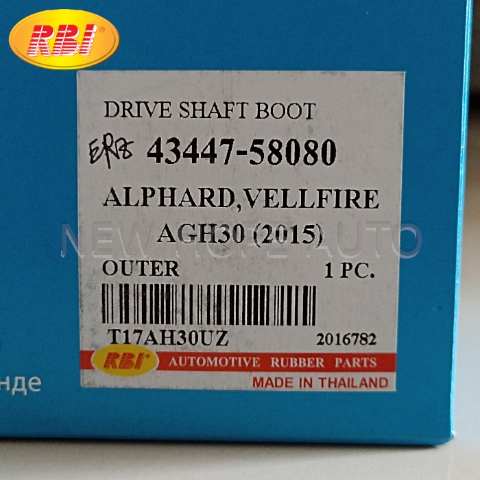 Boot As Roda Luar 58080 RBI Thailand Drive Shaft Outer Vellfire 2015- TERMURAH
