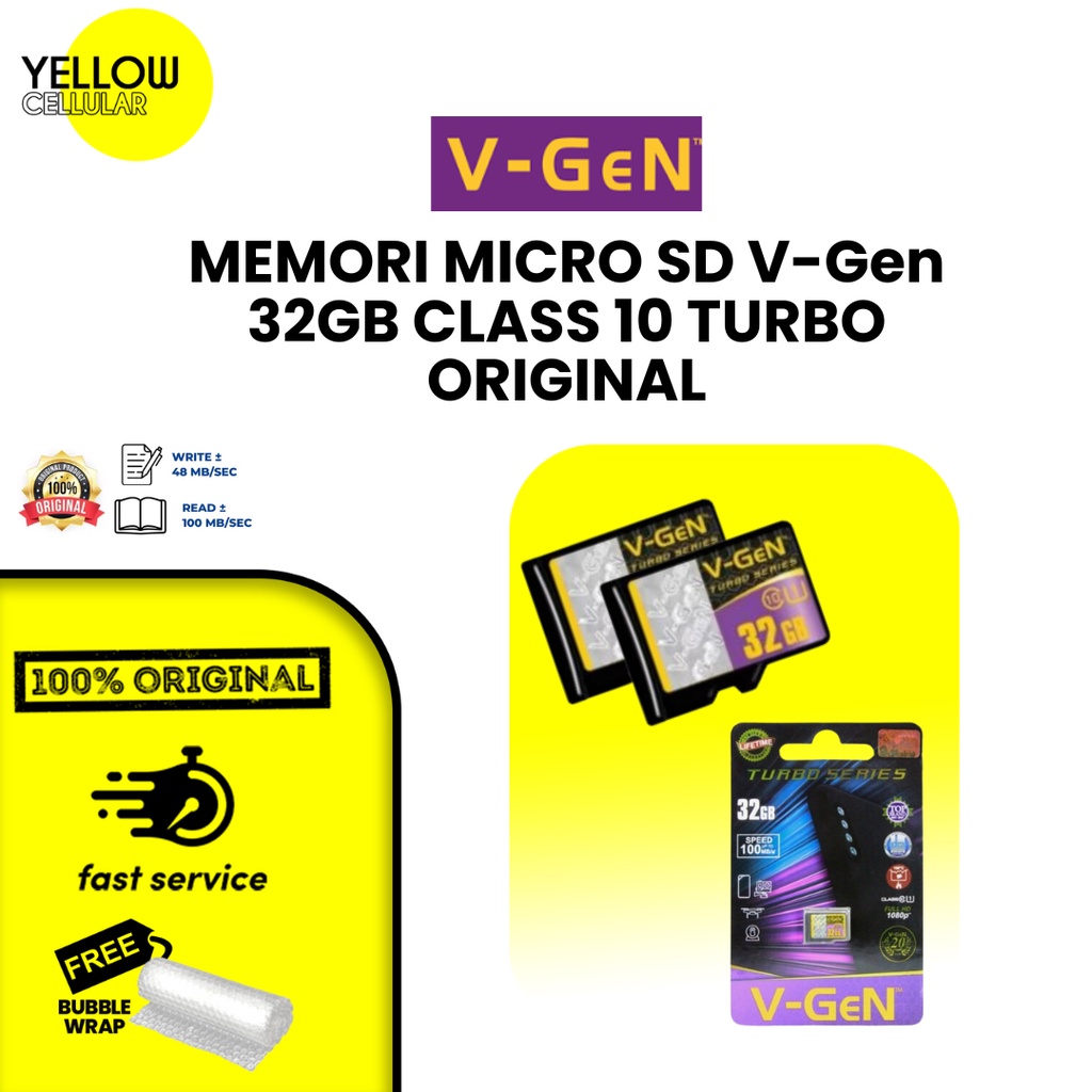 V-GEN MICRO SD 32GB CLASS 10 ORIGINAL MICRO SD CARD TURBO MEMORY CARD HP KARTU MEMORI HP MURAH V-GeN