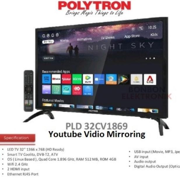 ] SMART TV Led 32 inch POLYTRON POLITRON Digital PLD 32CV1869 Youtube