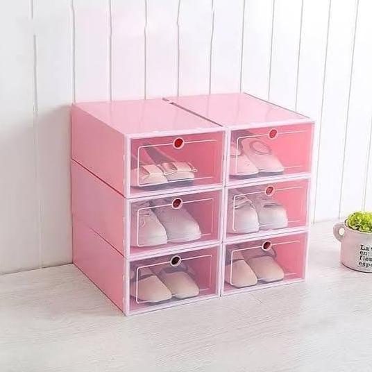 }}}}}}] TEMPAT SEPATU SUSUN PLASTIK RAK SEPATU KOTAK MODEL LACI TRANSPARAN