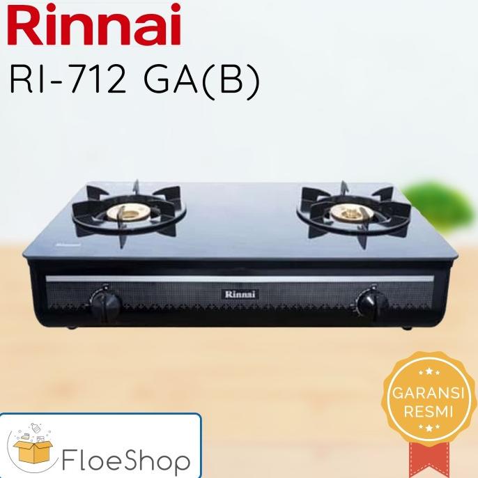best produk] Kompor Gas 2 Tungku Kaca Rinnai / Rinai Tungku Besar Lilin RI 712 GAB