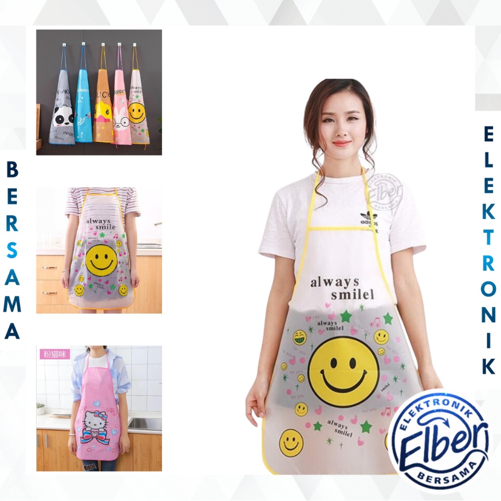 ELBER HL0010 Celemek Plastik Karakter Bahan PVC Waterproof Apron Masak Motif Murah