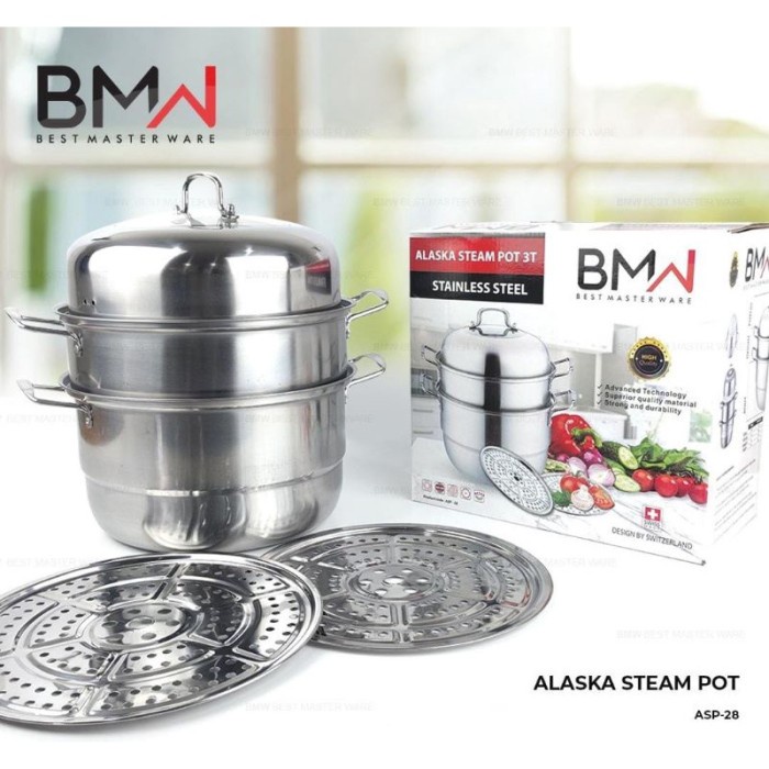 Promo Bmw Panci Steamer/Panci Kukusan/Bmw Stainless Stell/Panci 3 Susun