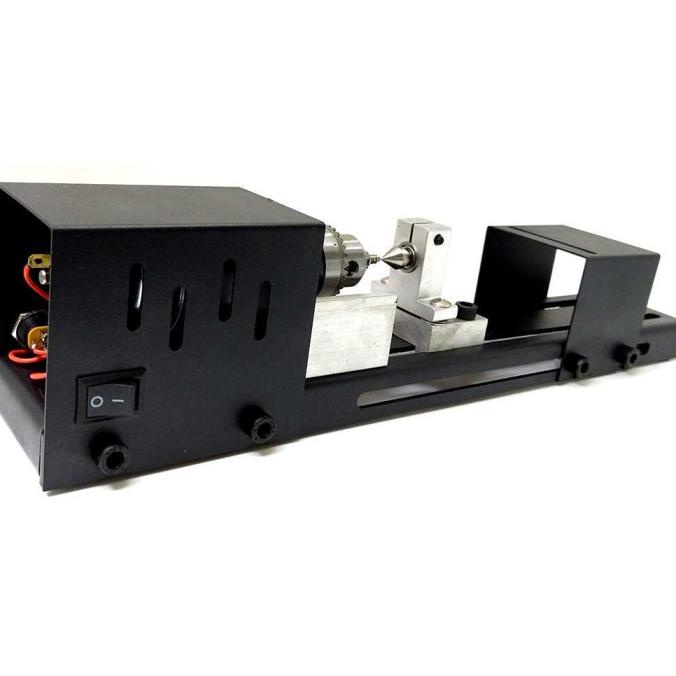 Mesin Bubut Mini Ossieao Lathe Wood Metalworking Diy 80W Bahan Besi