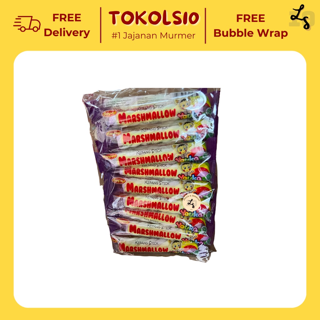 

Marshmallow Kepang Stick/Fruit Jam Bulat Ranjani Rasa Random 1 Pack Isi 20 pcs @6gr