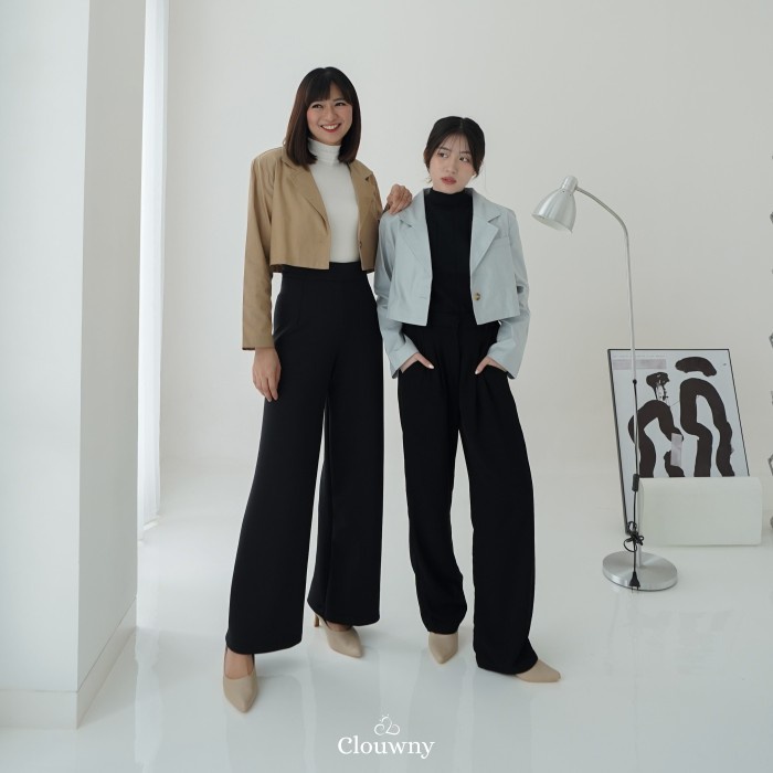 Clouwny - Blazer Wanita Formal Amanda Crop Blazer