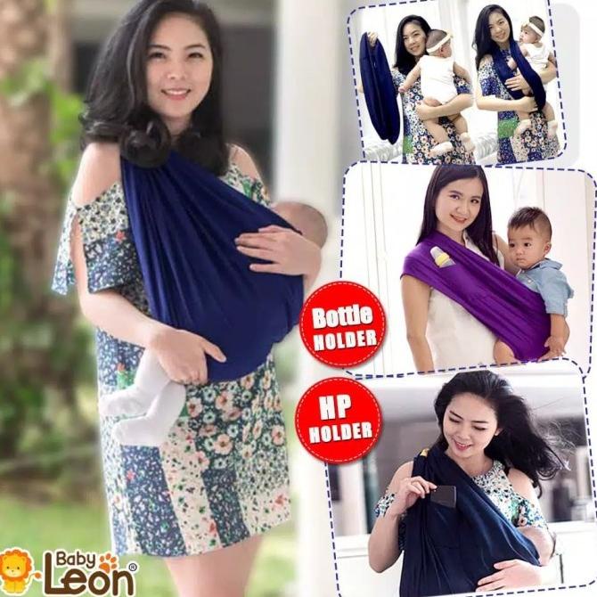 SALE Gendongan Bayi Kaos/Geos Baby Leon Polos Warna NAVI Ukuran M dan L TERMURAH