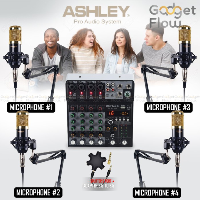 PAKET PODCAST 4 ORANG Mic Microphone BM800 BM 800 Mixer Recording