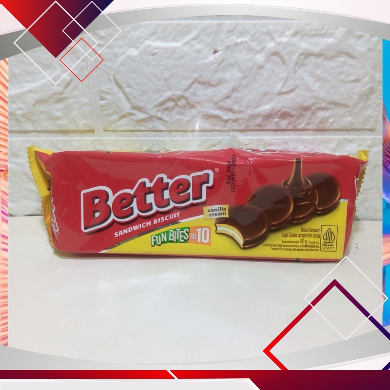 

Better Sandwich Biscuit Vanila Cream Fun Bites Isi 10pcs 100gr .