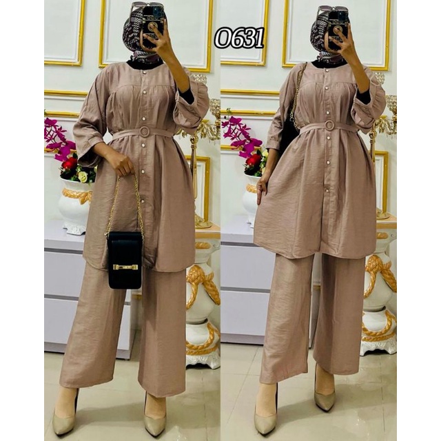 ONE SET LONG TUNIK BAHAN POLO LINEN