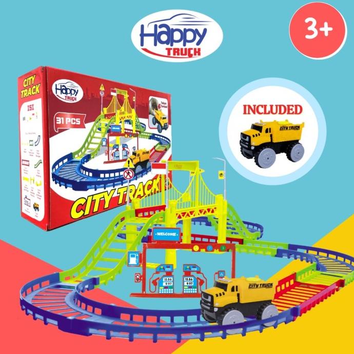 

BARANG TERBARU !!! HAPPY TRUCK CITY TRACK MAINAN MOBILAN JALUR REL - TERLARIS