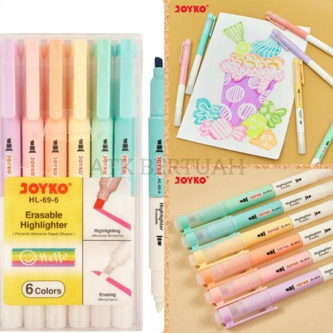 

BARANG TERBARU !!! JOYKO HL69 6 ERASABLE HIGHLIGHTER PENANDA PEWARNA BISA HAPUS - TERLARIS