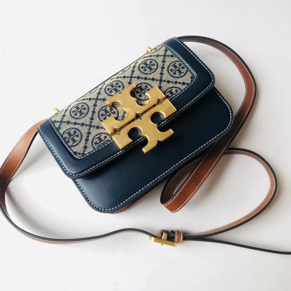 Tory Burch Eleanor Series Monogram canvas and leather shoulder bag TB Women's Bag Crossbody bag