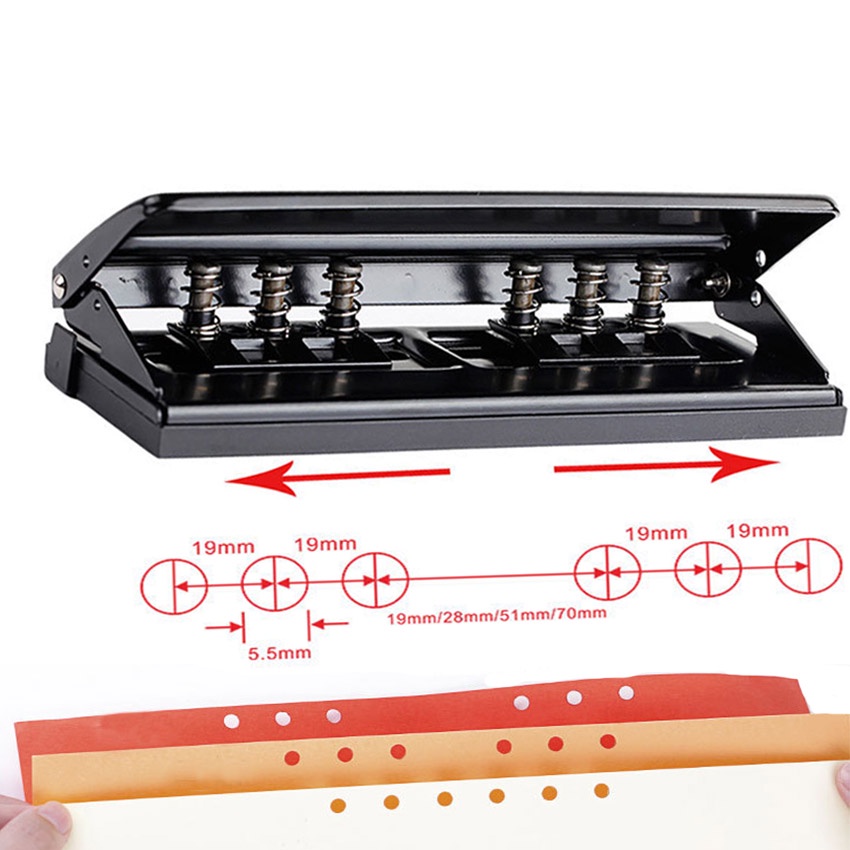 

Adjustable Pembolong Kertas 6 Hole Punch 5.5Mm Perforator Alat Pelubang Utk A4 A5 B5 Notebook