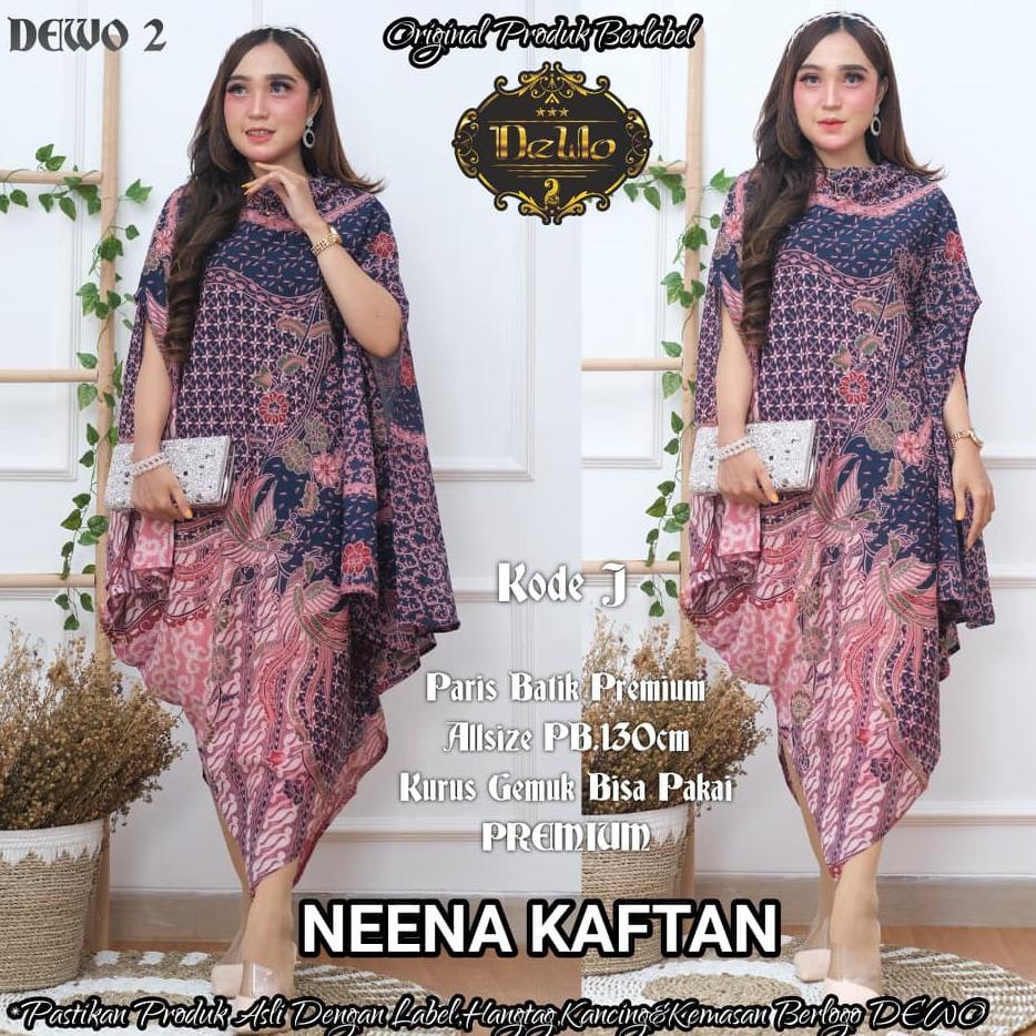 Terbaru Kaftan Batik Neena By Dewo / Dress Batik Solo / Baju Kondangan Wanita /Kaftan Batik Paris Vi