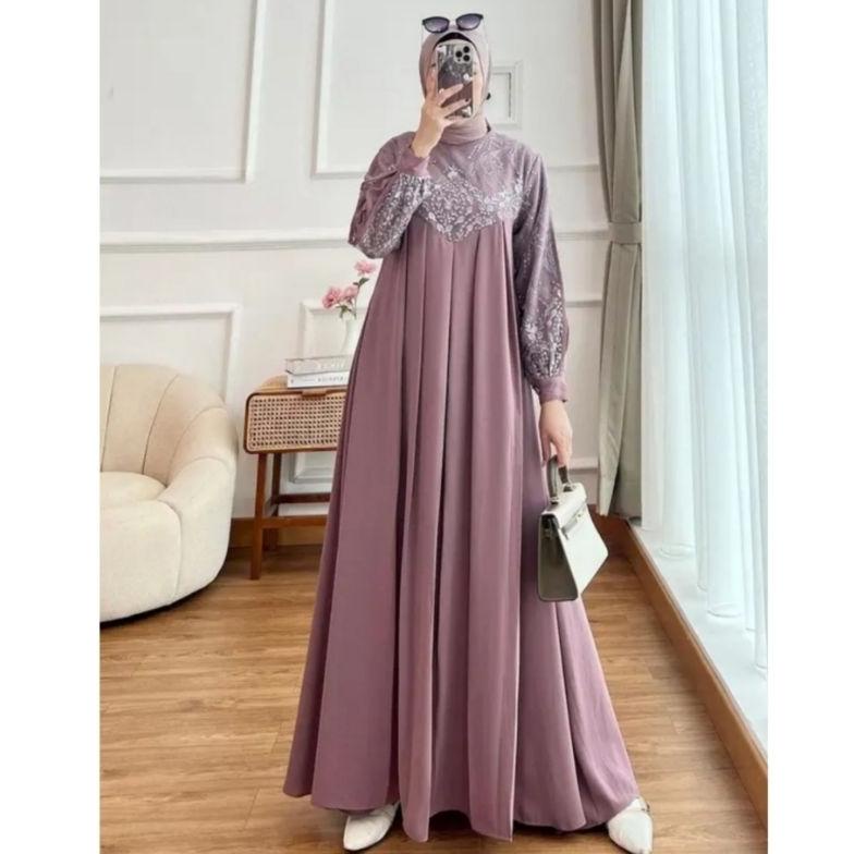 Sale Irena Dress Crinkle Airflow Premium Terbaru Gamis Crinkle Mix Burkat Gamis Elegan Simple Gamis 