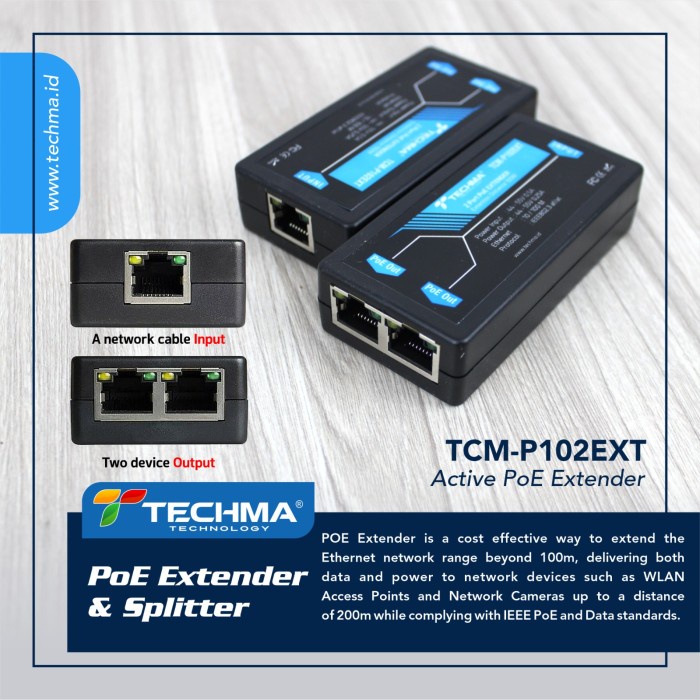 Promo Techma 1 To 2 Aktip Poe Extender & Splitter