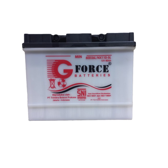 Promo Gforce Nx110-5 - 80D26R / Nx110-5L - 80D26L (80 Ampere) - Aki Mobil Terbaru