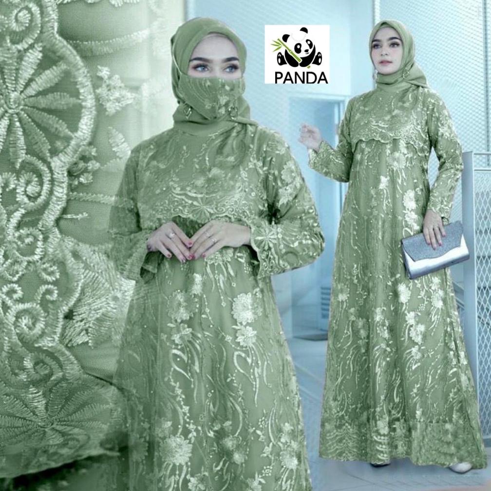 Discount Gamis Maxi Shania Free Masker/Tile Brukat Mutiara/Gamis Pesta/Dress Kondangan/Size S/L/Xl/X