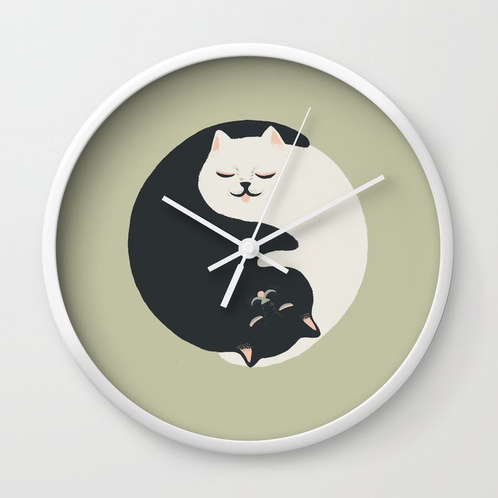 Kucing tersembunyi 26 yin yang memeluk Jam Dinding