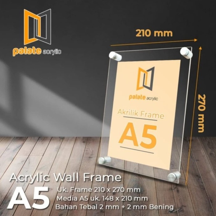 Terlaris Akrilik Wall Frame A5/ Acrylic Frame A5 Portrait/ Landscape 2Mm+2Mm