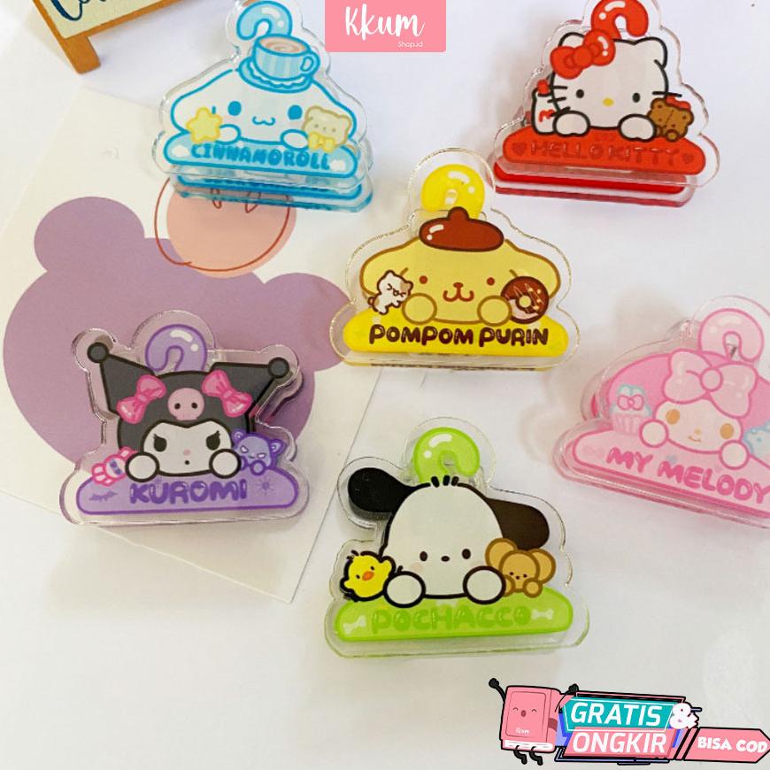 

Klip penjepit kertas sanrio/ Transparant paper clip bening dokumen