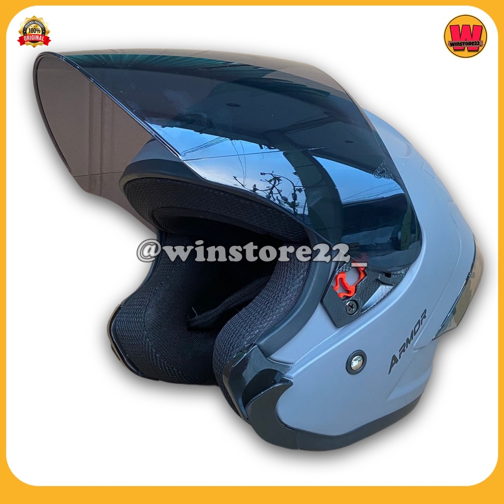 Helm Sepeda Motor Half Face Js Yakuza Armor Solid Standar & Paket Ganteng Gratis Spoiler Helem Pria 