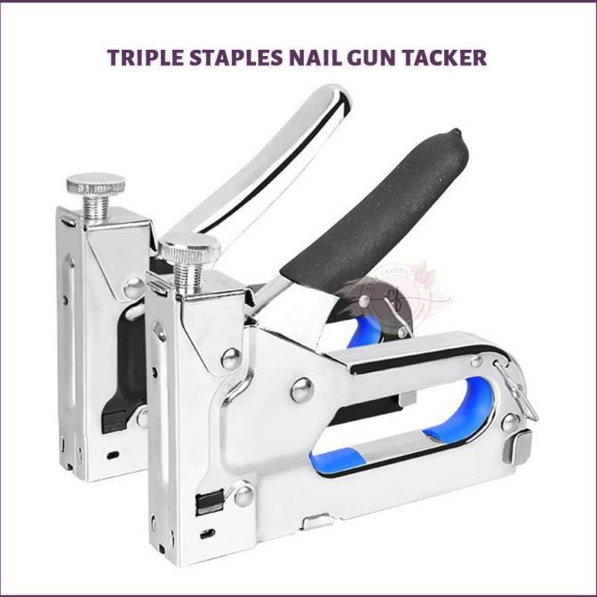 

HAPPYSTORE Staples Tembak Alat Paku Tembak Triple Staples Nail Gun Tacker