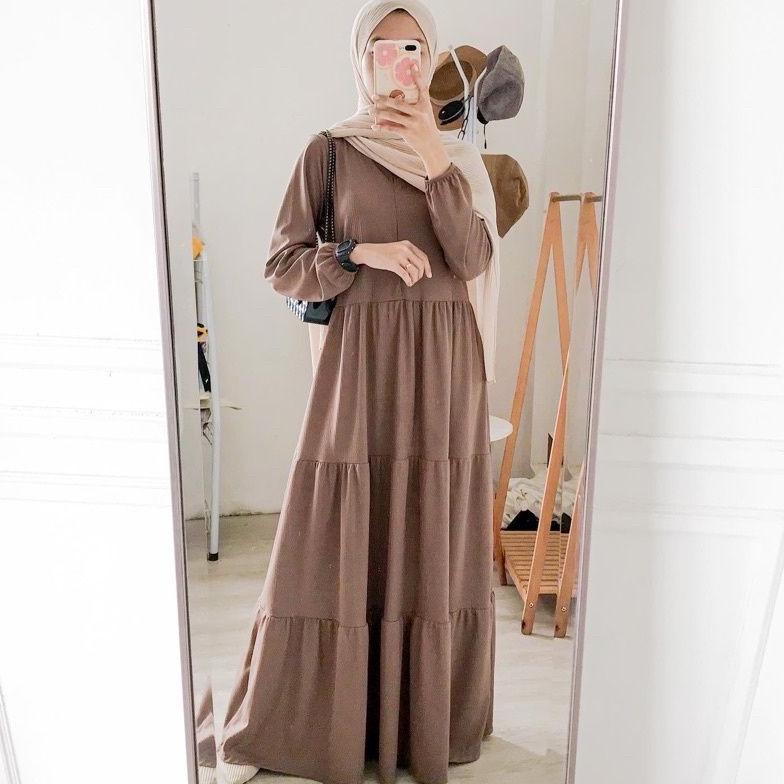 [Slk] Hanum Dress Polos / Casandra Dress Rayon  / Gamis Putih / Busui Friendly / Gamis Wanita Muslim